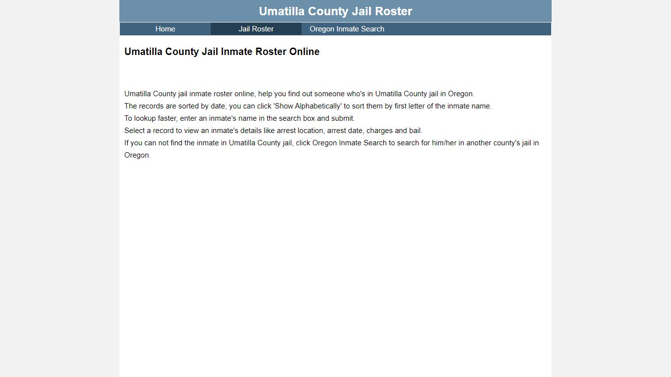 Umatilla County Jail Inmate Roster Online - Oregon Inmate ...