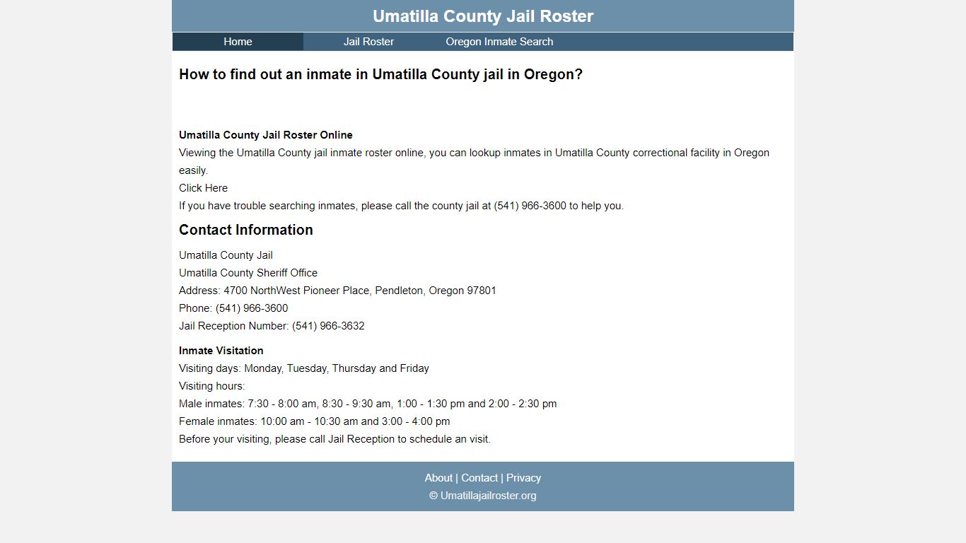 Umatilla County Jail Roster