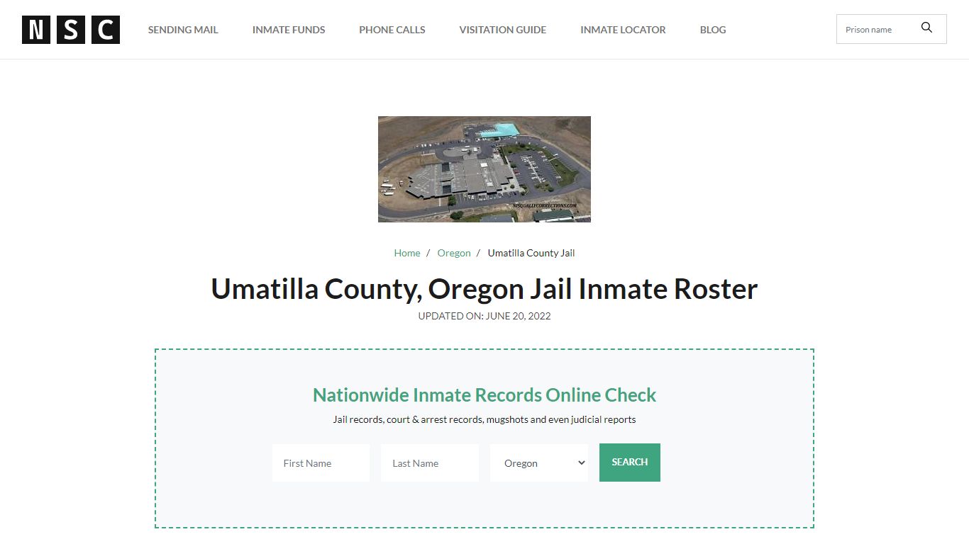 Umatilla County, Oregon Jail Inmate Roster